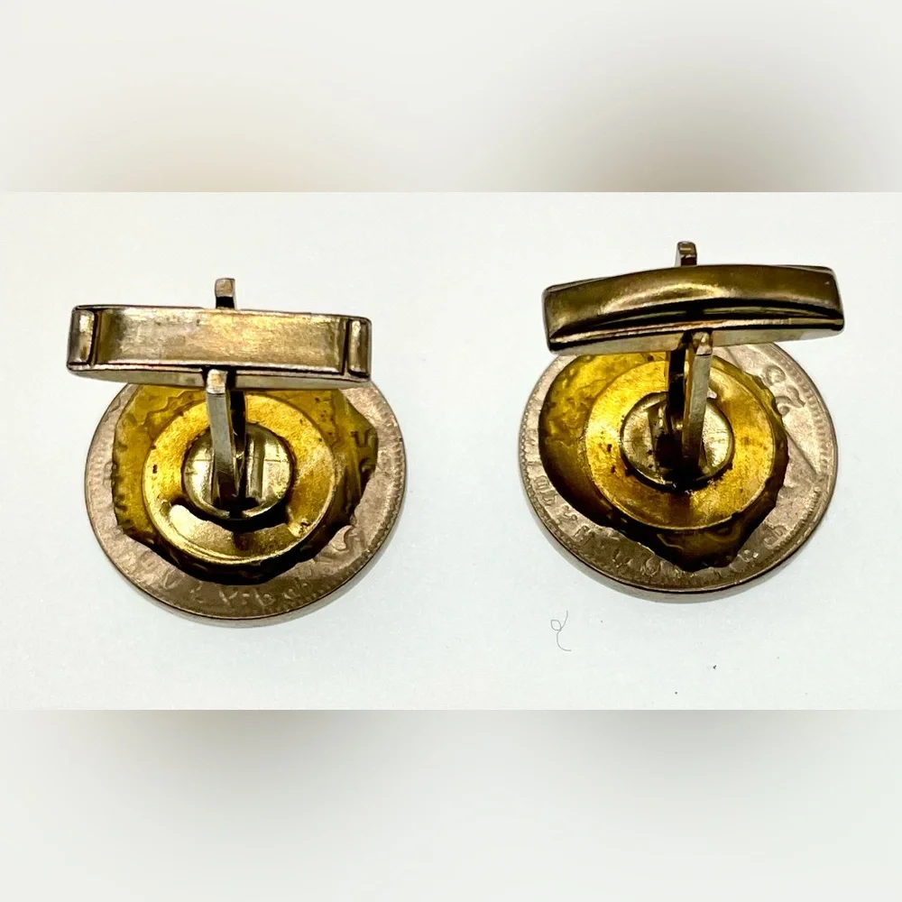 3 for $30 Vintage SilverTone Coin Cufflinks Ethiopia King Emperor Haile Selassie